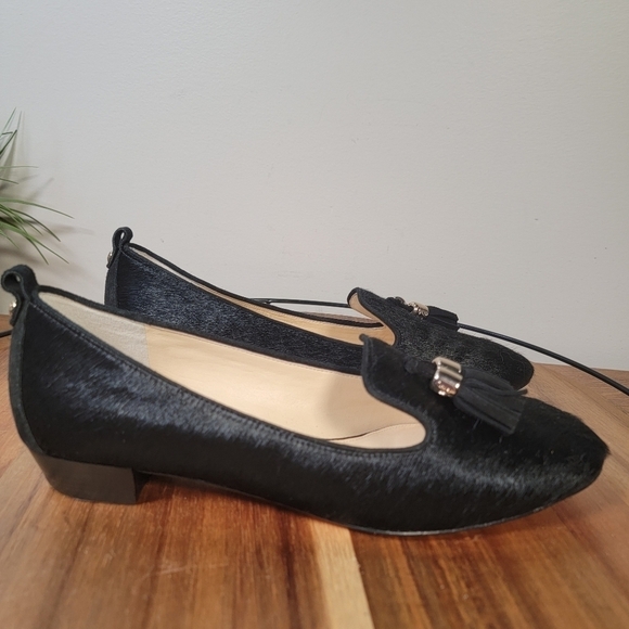 VC Signature Black Calf Hair Leather Tassel Loafers Size 8 - Picture 7 of 17